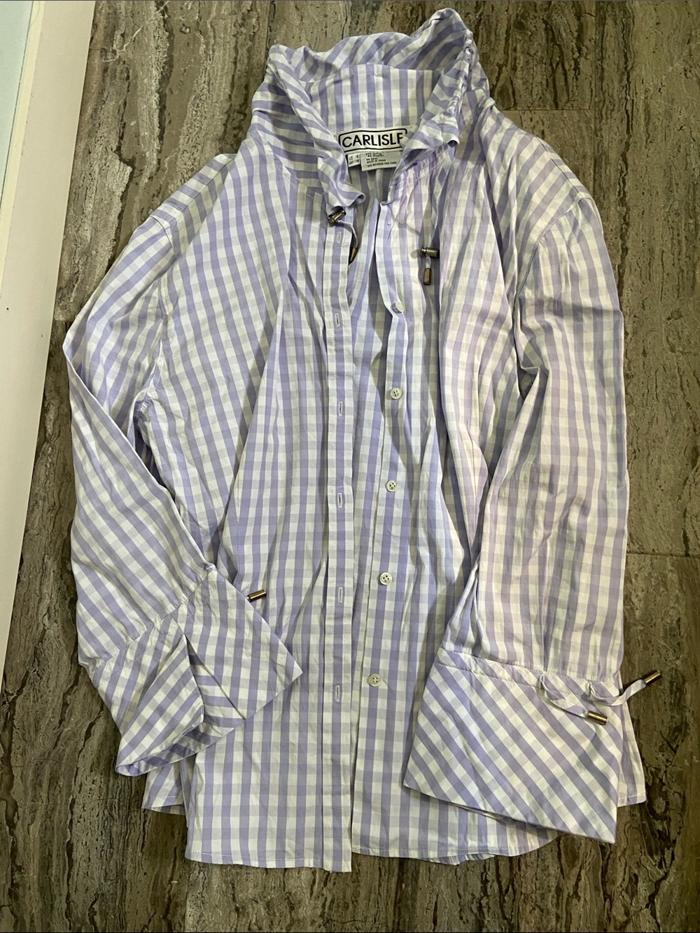 Carlisle Lavender and White Gingham Button-Down Shirt